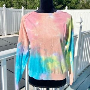 Crush. Tie Dyed Sweater Cashmere Silk Blend Lightweight Crewneck Size Small